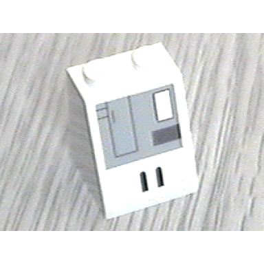 white slope 65 2 x 2 x 2 without bottom tube with sw gunship gray panel pattern left sticker - set 7163