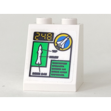 white slope 65 2 x 2 x 2 without bottom tube with 248 and space port logo pattern sticker - set 6452