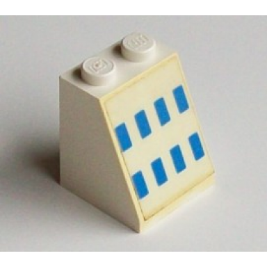 white slope 65 2 x 2 x 2 without bottom tube with ferry windows blue pattern sticker - set 1658