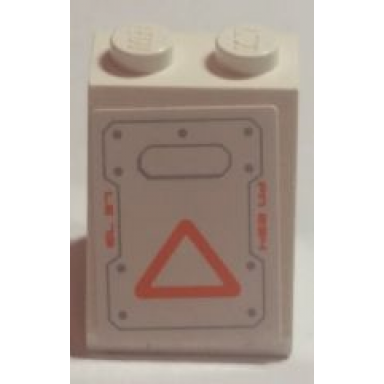 white slope 65 2 x 2 x 2 with bottom tube with orange triangle plate and le 73 and pn 234 pattern sticker - set 7646