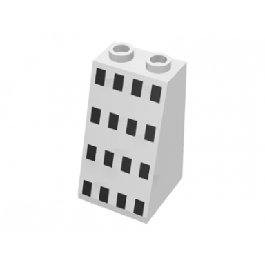 white slope 75 2 x 2 x 3 - hollow studs with 16 black rectangles ferry windows pattern