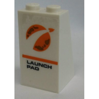 white slope 75 2 x 2 x 3 - solid studs with orange city mars exploration logo and launch pad pattern sticker - set 60228