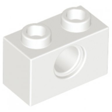 white technic brick 1 x 2 with hole
