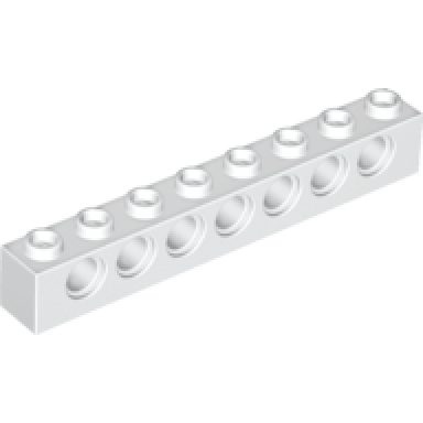 white technic brick 1 x 8 with holes