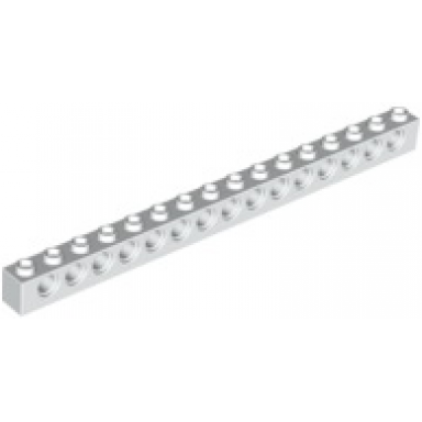 white technic brick 1 x 16 with holes