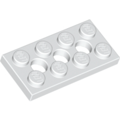 white technic plate 2 x 4 with 3 holes