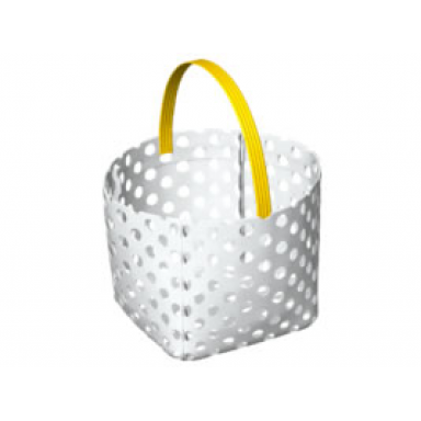 white duplo cloth bag with yellow handle
