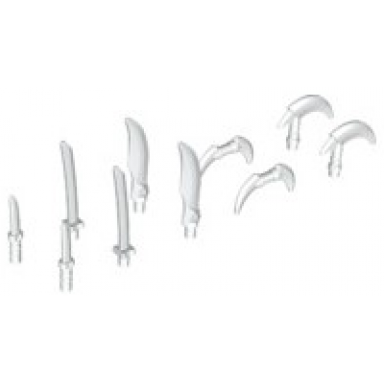 white minifigure weapon pack hooks knives and swords 10 in bag multipack