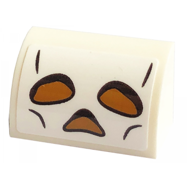 white slope curved 1 x 2 with skeleton head medium nougat eyes and nose pattern sticker - set 43220