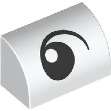 white slope curved 1 x 2 with black and white eye looking right pattern