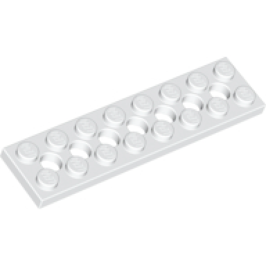 white technic plate 2 x 8 with 7 holes