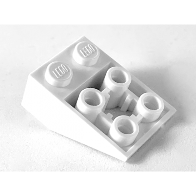 white slope inverted 33 3 x 2 with flat bottom pin and connections between studs