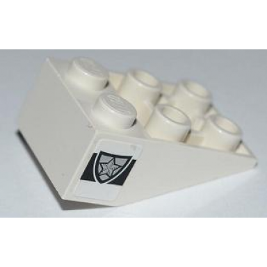 white slope inverted 33 3 x 2 with flat bottom pin and connections between studs with police silver star badge pattern on both sides stickers - set 8186