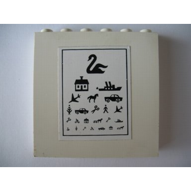 white brick 1 x 6 x 5 with eye chart pattern sticker - set 231-1