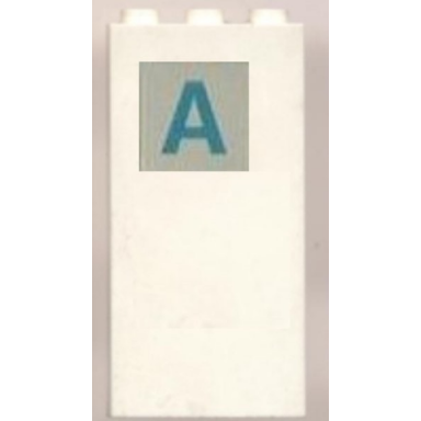 white brick 1 x 3 x 5 with blue a pattern sticker - set 231-1