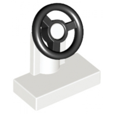 white vehicle steering stand 1 x 2 with black steering wheel