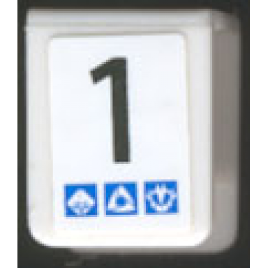 white minifigure vest with number 1 and gravity games pattern on both sides stickers - set 3538