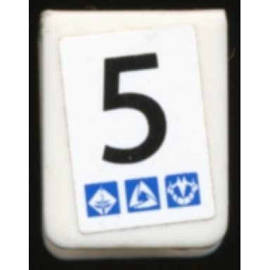 white minifigure vest with number 5 and gravity games pattern on both sides stickers - set 3585
