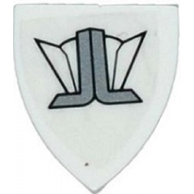 white minifigure shield triangular short with justice league logo pattern sticker - set 76028