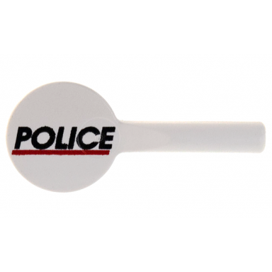 white minifigure utensil signal paddle with black police and red line pattern