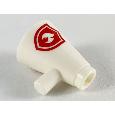 white minifigure utensil megaphone speaking trumpet with red firefighter logo pattern