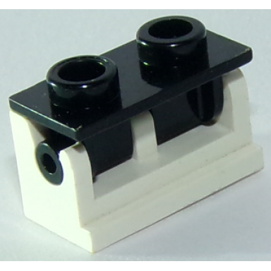 white hinge brick 1 x 2 with black top plate 3937 3938