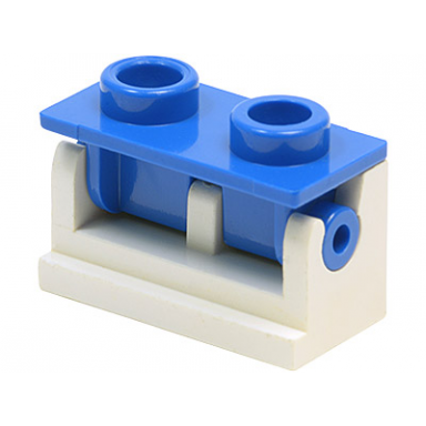 white hinge brick 1 x 2 with blue top plate 3937 3938