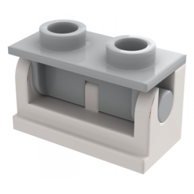 white hinge brick 1 x 2 with light bluish gray top plate 3937 3938