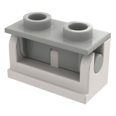white hinge brick 1 x 2 with light gray top plate 3937 3938