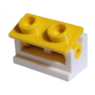 white hinge brick 1 x 2 with yellow top plate 3937 3938