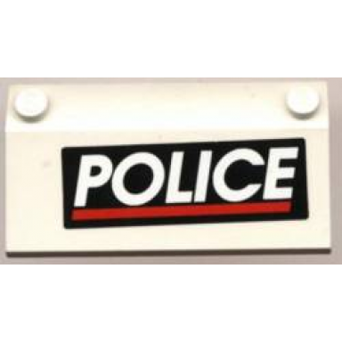 white slope 33 3 x 6 with inner walls with white police red line on black background pattern sticker - set 4012