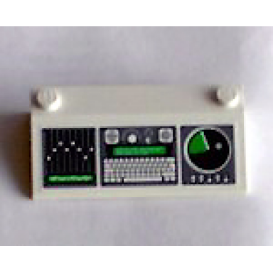 white slope 33 3 x 6 with inner walls with computer radar console pattern sticker - set 7237