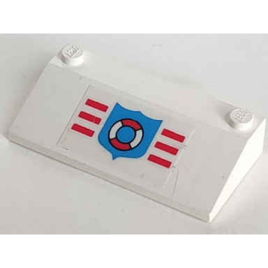 white slope 33 3 x 6 with inner walls with coast guard pattern sticker - set 6353