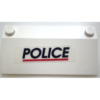 white slope 33 3 x 6 with inner walls with black police red line pattern sticker - set 6344