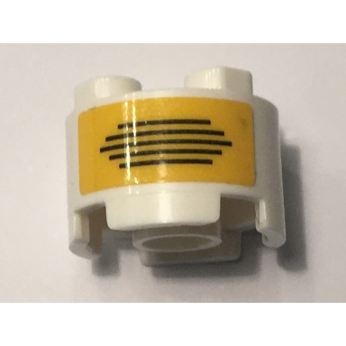 white brick round 2 x 2 with axle hole with black lines on yellow background pattern sticker - set 10274