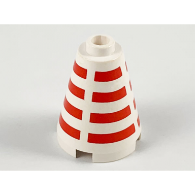 cone 2 x 2 x 2 - blocked open stud with broken horizontal red stripes pattern