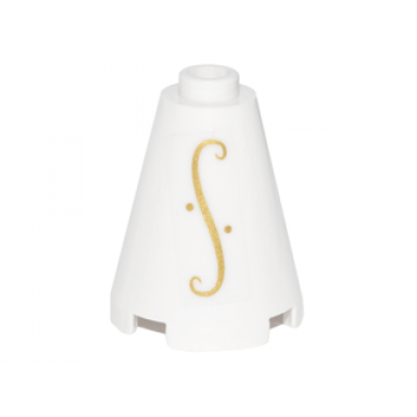 cone 2 x 2 x 2 - open stud with gold elves scroll on transparent background pattern on both sides stickers - set 41178