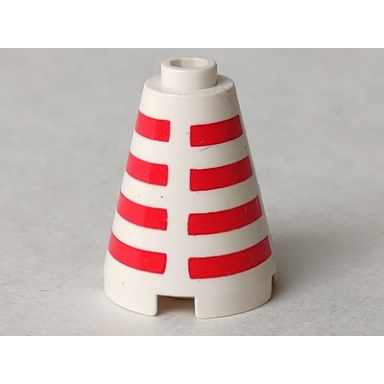 cone 2 x 2 x 2 with horizontal red stripes pattern