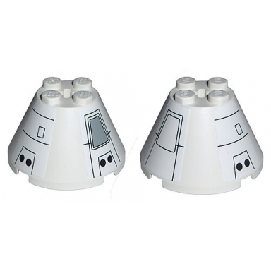 cone 4 x 4 x 2 with axle hole with black mechanical pattern stickers - set 7468
