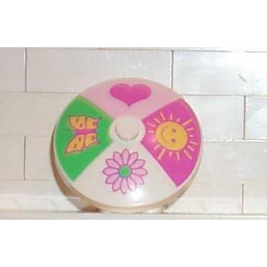 dish 4 x 4 inverted radar with solid stud with 4 section heart sun flower butterfly pattern