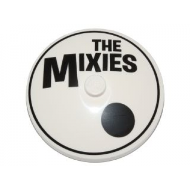 white dish 4 x 4 inverted radar with solid stud with black circle dot and the mixies pattern