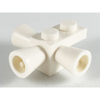 white brick modified 1 x 1 with 3 loudspeakers space positioning rockets