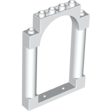 white door frame 1 x 6 x 7 arched with notches and rounded pillars