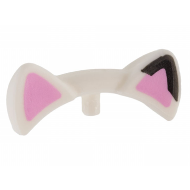 white friends accessories cat ears with bright pink auricles and black tip on left ear pattern