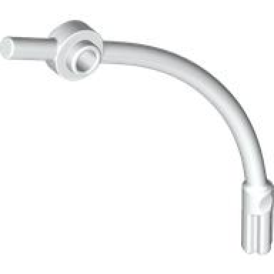 white bar curved with axle 1l and 1 x 1 round plate end