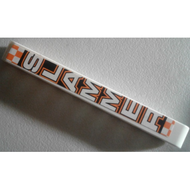 white technic liftarm thick 1 x 9 with slammer on orange and white checkered background pattern sticker - set 8135
