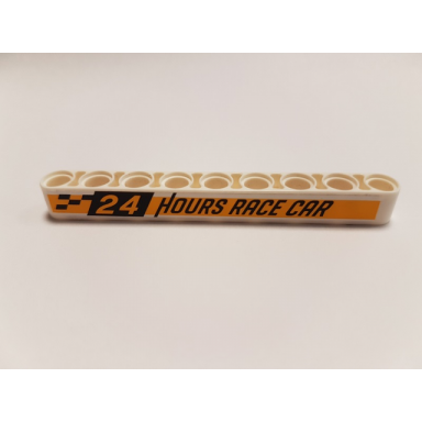 white technic liftarm thick 1 x 9 with 24 hours race car pattern sticker - set 42039