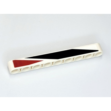 white technic liftarm thick 1 x 9 with dark blue and dark red angled stripe pattern model left side sticker - set 42109