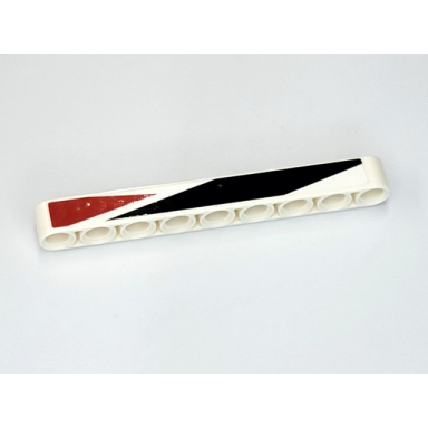 white technic liftarm thick 1 x 9 with dark blue and dark red angled stripe pattern model right side sticker - set 42109
