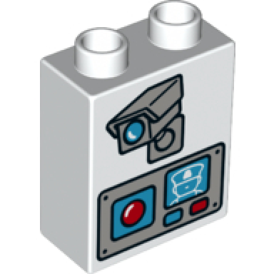 white duplo brick 1 x 2 x 2 with camera and video intercom pattern